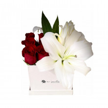 Box Nacar 6 Rosas Mas Liliums