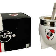 Mate Pampa River Plate + Bombilla + Packaging Exclusivo Color Blanco